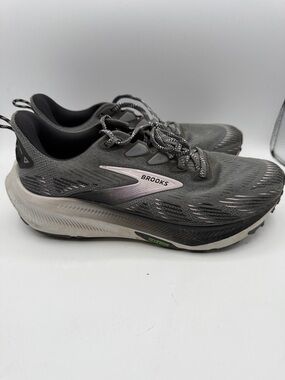 Brooks Ghost Trail men’s 9.5 Green/Silver/Black and white sole S4